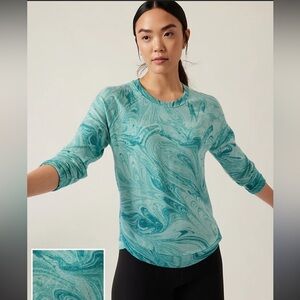 Athleta Women’s Sweatshirt Raglan Pullover XS Sumi Marble Print